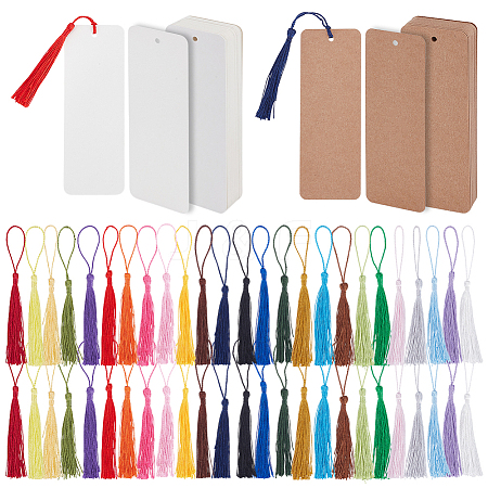 200Pcs 2 Colors Rectangle Paper Blank Bookmark FIND-GO0004-12-1