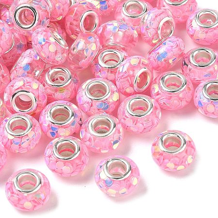 Transparent Resin Rondelle European Beads RESI-S023-17-1