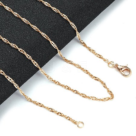 1.5mm Rack Plating Brass Singapore Chain Necklaces for Women Men MAK-L044-28KCG-1