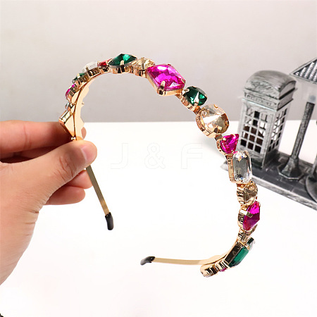 Glass Rhinestone Hair Bands OHAR-PW0007-39A-1