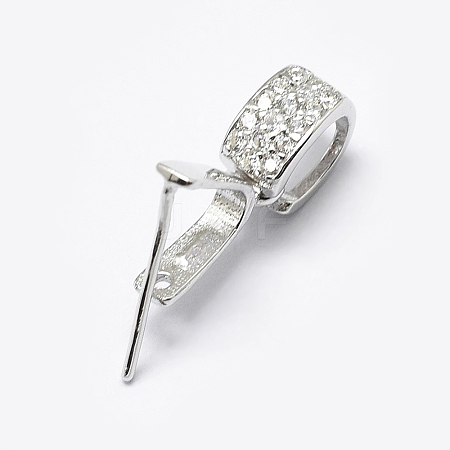 Anti-Tarnish Rhodium Plated 925 Sterling Silver Micro Pave Cubic Zirconia Pendant Bails STER-P034-43P-1