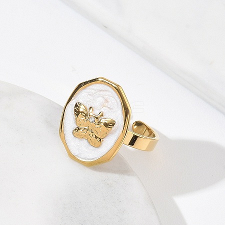 304 Stainless Steel Cuff Open Rings for Women RJEW-F207-01A-G-1