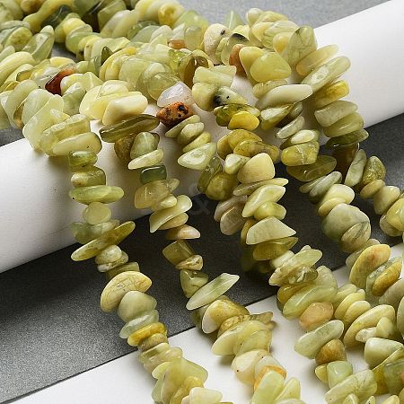 Natural Lemon Jade Chip Bead Strands G-M205-22-1