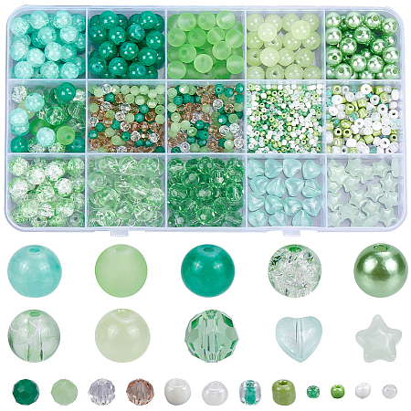 DIY Round Acrylic & Glass Beads Jewelry Making Findings Kits DIY-SP0003-01C-1