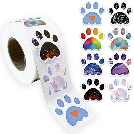 500Pcs Dog Paw Stickers AJEW-S089-05-1