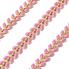 Brass Enamel Leaf Link Chains CHC-F021-02G-03-1