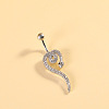 316L Surgical Stainless Steel Pave Cubic Zirconia Enamel Dangle Curved Barbell Belly Rings FS-WGB5546-08-1