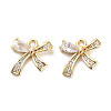 Brass Micro Pave Clear Cubic Zirconia Charms KK-C054-04G-1