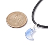 Glass Crescent Moon Pendant Necklaces NJEW-JN04579-01-3