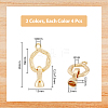 DICOSMETIC 8 Sets 2 Colors Brass Fold Over Clasps KK-DC0003-20-2