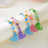 Glass Resin Magnetic Heart Friendship Stretch Bead Bracelet Sets for Women WG24CEB-01-4