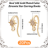 20Pcs Brass Micro Pave Clear Cubic Zirconia Star Earring Hooks KK-BBC0028-99-2