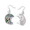 Natural Paua Shell Crescent Moon Dangle Earrings EJEW-G307-01P-3