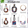 ANATTASOUL 6 Pairs 6 Style Oval & Square & Donut Acrylic Dangle Stud Earrings EJEW-AN0003-36-2