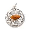 Brass & Natural Tiger Eye Pendants KK-A279-12P-1