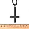 304 Stainless Steel Upside Down Cross Pendant Box Chain Necklaces NJEW-NH0001-07EB-5