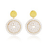 Flat Round 304 Stainless Steel Glass Seed Beads Dangle Stud Earrings FS-WG93238-01-1