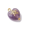 15Pcs 15 Styles Gemstone Faceted Hearted Charms with Brass Sun Star Moon Slices PALLOY-JF03282-5