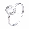 Non-Tarnish 304 Stainless Steel Open Cuff Finger Ring Cabochon Settings STAS-T060-11P-3