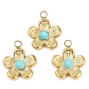 Synthetic Turquoise Flower Charms STAS-I325-143G-01-1