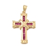 Brass Micro Pave Magenta Cubic Zirconia Pendants CU-CBA4BAF-03G-1
