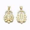 Brass Micro Pave clear Cubic Zirconia Pendants ZIRC-N039-168-NF-2