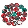 Colorful Oversized Grid Christmas Flat Fabric Metal Cabochons PW-WG3FFEE-01-1