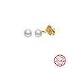 Round Natural Pearl Stud Earrings EJEW-G411-03B-G-1