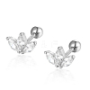 S925 Sterling Silver Clear Cubic Zirconia Flower Petal Stud Earrings DX5333-2-2