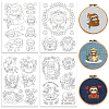 4 Sheets 11.6x8.2 Inch Stick and Stitch Embroidery Patterns DIY-WH0455-199-1