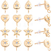 16Pcs Brass Micro Pave Clear Cubic Zirconia Stud Earring Findings MAK-BBC0001-19B-1
