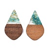 Transparent Resin and Walnut Wood Pendants RESI-T057-06I-2