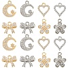 16Pcs 8 Styles Rack Plating Brass Micro Pave Cubic Zirconia Charms ZIRC-YW0001-30-1