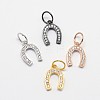 CZ Brass Micro Pave Cubic Zirconia Horse Shoe Charms ZIRC-L018-13-1