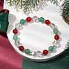 8mm Round Natural Green Aventurine & Carnelian & Quartz Crystal Beaded Stretch Bracelets BJEW-TA00521-2