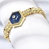 Hexagon Brass Pave Natural Gemstone & Cubic Zirconia Cuff Bangles for Women BJEW-Z172-01G-3