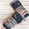 Acrylic Fibers Butterfly Pattern Knitting Fingerless Gloves PW-WGC22F5-06-1