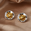 Irregular Flat Round Brass Stud Earrings EJEW-Q391-17G-1