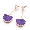 Natural Druzy Quartz Dangle Stud Earrings EJEW-F171-02F-1