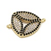 Rack Plating Brass Micro Pave Clear & Black Cubic Zirconia Triangle Connector Charms KK-A234-076G-2