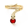 Cubic Zirconia Snake with Glass Wrap Adjustable Ring KK-H439-02B-G-2