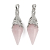 Natural Rose Quartz Faceted Bicone Big Pendants G-Z101-03P-08-1