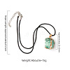Electroplated Raw Natural Fluorite Neggets Pendant Black Wax Cord Necklaces FS-WG48460-09-2