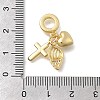Brass Micro Pave Clear Cubic Zirconia European Dangle Charms KK-D431-033D-G-3