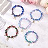 5pcs Crackle Glass Round Beads Stretch Bracelets BJEW-JB11488-2