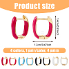 FIBLOOM 4 Pairs 4 Colors Real 18K Gold Plated Brass Rectangle Hoop Earrings EJEW-FI0003-06-2