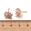 Brass Clear Cubic Zirconia Stud Earring Findings EJEW-E257-03RG-3