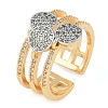 Flat Round Brass Micro Pave Clear Cubic Zirconia Wide Open Cuff Ring for Women RJEW-Q819-21G-1