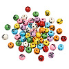 Fashewelry 80Pcs 8 Colors Printed Natural Wood Beads WOOD-FW0001-09-2