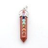 Yoga Chakra Jewelry Platinum Plated Brass Gemstone Double Terminated Pointed Big Pendants G-P053-19H-1